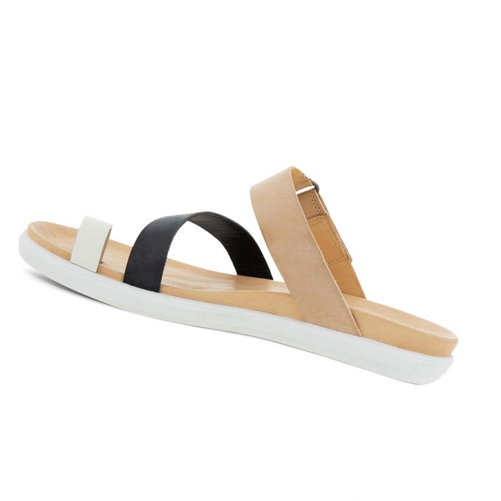 Women's Ecco Simpil Flat Toe-loop Sandals White / Black | USA 193WNB